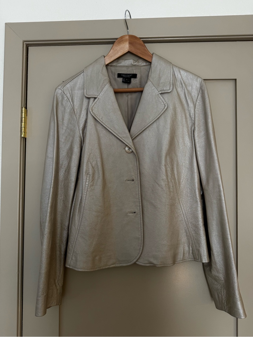 Karen Kane Metallic Silver Leather Blazer